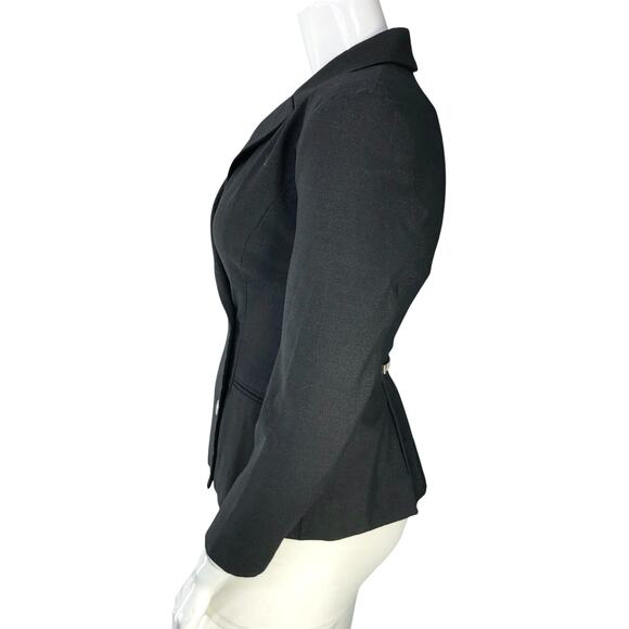 State Of Claude Montana Blazer Womens 12 Black Double Breasted Wool Blend Jacket - Picture 6 of 16